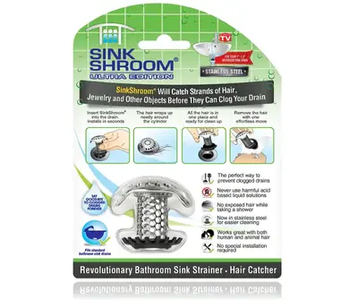 SinkShroom Ultra Revolutionary Bathroom Sink Drain Protector, Stainless Steel for Bathroom Sinks, Clog Prevention for Home Dr...