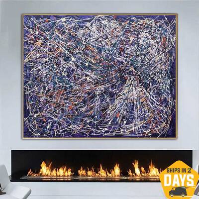 Jackson Pollock Style Paintings On Canvas Modern Textured Painting Acrylic Urban Art Handmade Painting | PRIME 25.5"x31....