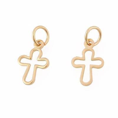 Brass Tiny Cross Charms