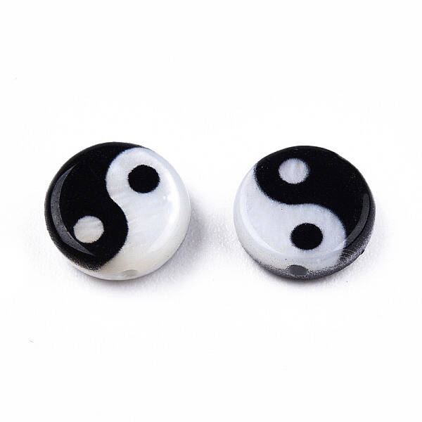 Natural Freshwater Shell Printed Beads
