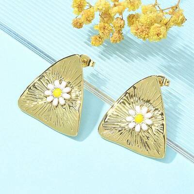 304 Stainless Steel Enamel Stud Earrings for Women