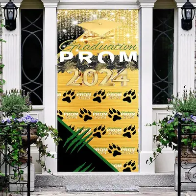 Gold Glitter Prom 2024 Graduation Door Cover - Aperturee
