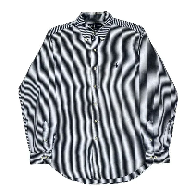 Classic Fit Ralph Lauren Striped Shirt - Medium Blue Cotton