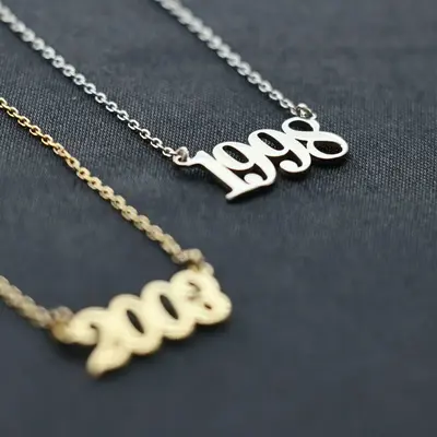Custom Year Necklace, Birth Year Necklace, Year Necklace, Birthday Necklace, Numbers Necklace, Date Necklace For Women, Anniv...