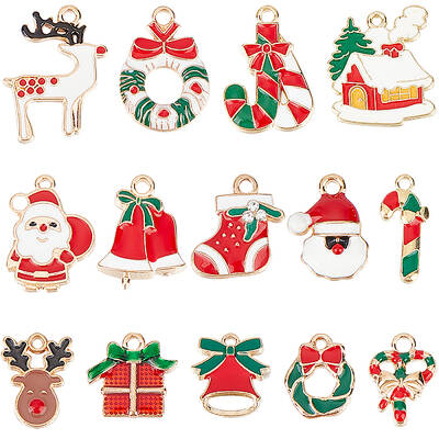 56Pcs 14 Style Alloy Enamel Pendants