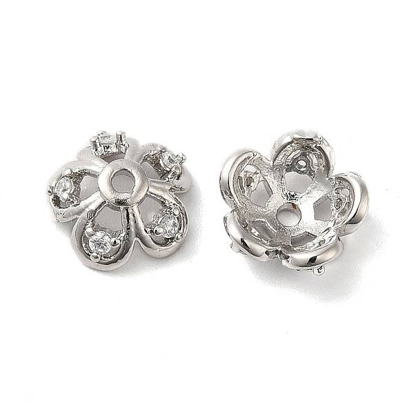 Brass Micro Pave Cubic Zirconia Bead Cap