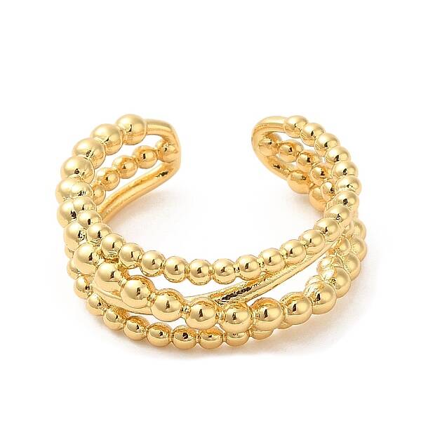 Rack Plating Brass Criss Cross Open Cuff Rings for Women