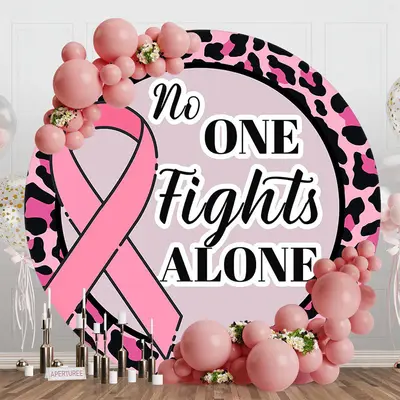 Aperturee No One Fights Alone Round Breast Cancer Backdrop - Aperturee