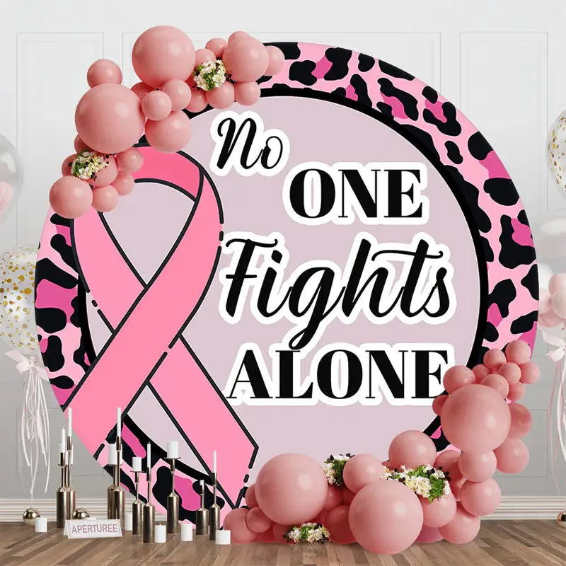 Aperturee No One Fights Alone Round Breast Cancer Backdrop - Aperturee