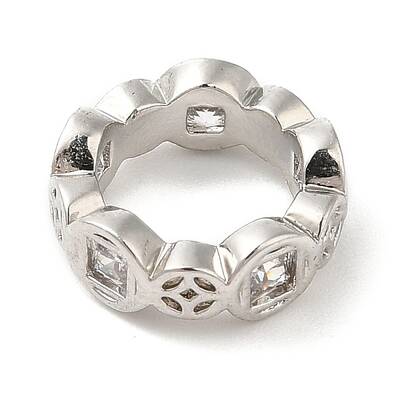 Rack Plating Brass Micro Pave Cubic Zirconia Beads