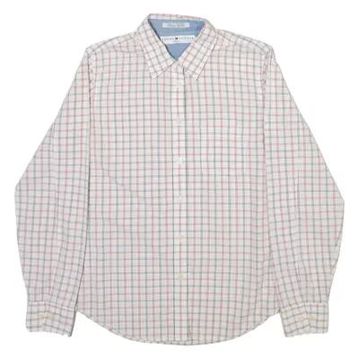 TOMMY HILFIGER Womens Shirt White Check Long Sleeve M