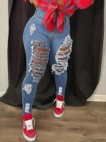 Women's Fabric Plain High Waist Skinny Jeans, Chic Tight Fit Fashion Streetwear, Casual Denim Pants for Daily Outdoor Wear, J...