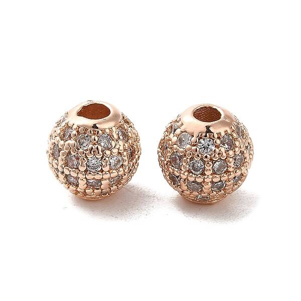 Rack Plating Brass Pave Cubic Zirconia Beads