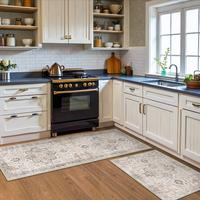 【Deals for You Days】GENIMO Lightweight Kitchen Mats for Floor Thickness 0.16 inch Washable Kitchen Rugs Sets of 2, Floral...