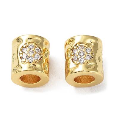 Brass Micro Pave Cubic Zirconia Beads