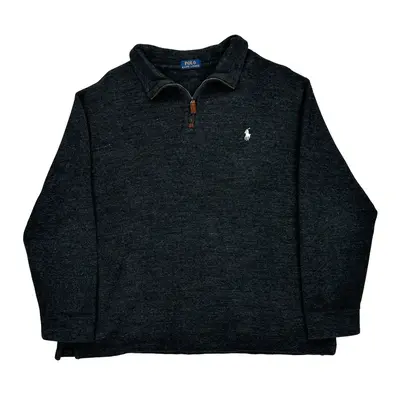 Ralph Lauren 1/4 Zip - 2XL Grey Cotton Blend