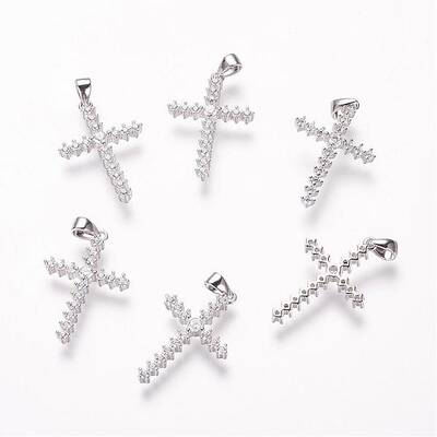 Brass Micro Pave Cubic Zirconia Pendants