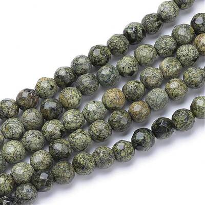 Natural Serpentine/Green Lace Stone Bead Strands