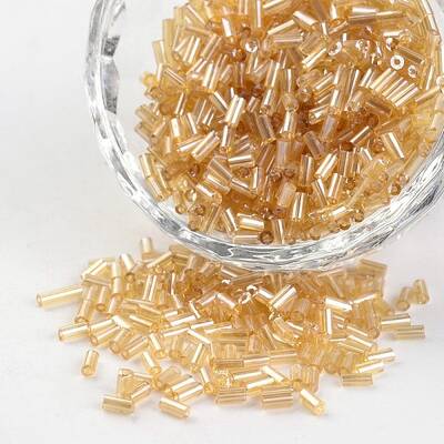 Tube Transparent Colours Pearl Luster Plated Round Hole Glass Bugle Beads