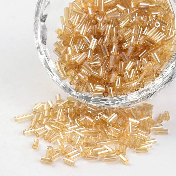 Tube Transparent Colours Pearl Luster Plated Round Hole Glass Bugle Beads