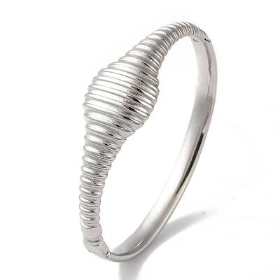 Non-Tarnish 304 Stainless Steel Grooved Hinged Bangles for Women