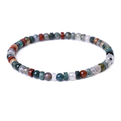 Natural Indian Agate Beads Stretch Bracelets for Women Men