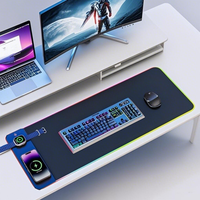 XXL Gaming Mouse Pad,RGB Mouse Pad with 15W Wireless Charging,Waterproof LED Desk Mat with Phone Holder,C-C,Fast Charge for Q...