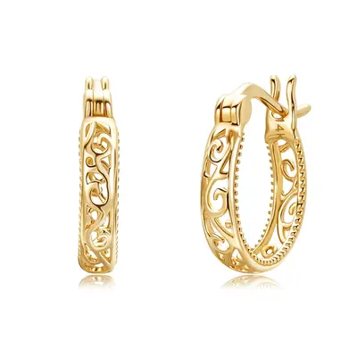 14K Gold Ivy Hoop Earrings