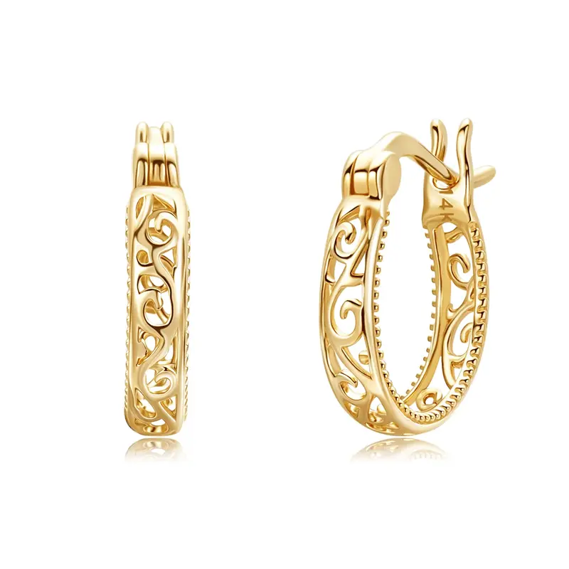 14K Gold Ivy Hoop Earrings