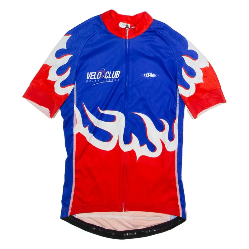 TZAMO Full Zip Cycling Mens Jersey Blue High Neck S