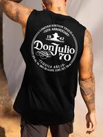 Men's Letter & Logo Print Round Neck Tank Top, Loose Casual Street Sleeveless Top for Gym Workout Running, Men's Clothes for ...