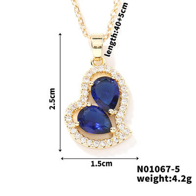 Elegant and Unique Style Brass & Glass Lock Collar Heart Pendant Necklaces for Women