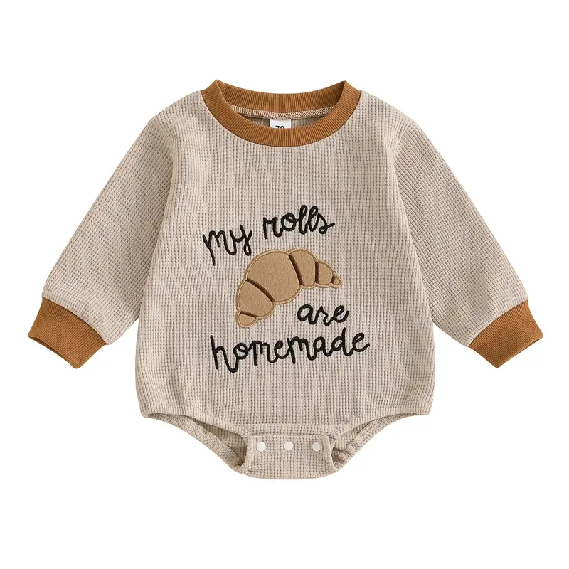 Baby Girl Boy Thanksgiving Outfit Bubble Romper Letter Embroidery Long Sleeve Crew Neck Jumpsuit Turkey Onesie Fall Winter Ri...