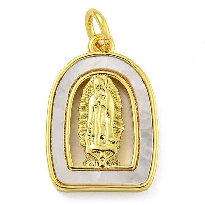Real 18K Gold Plated Brass Pendants with Shell and Jump Rings
