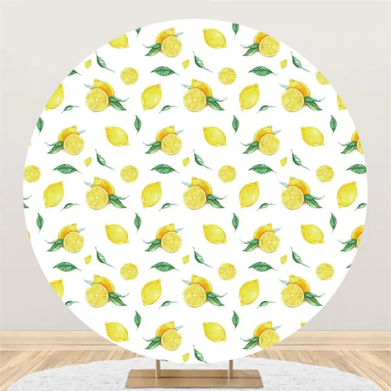Aperturee Round Yellow Lemon Refreshing Happy Birthday Backdrop | Backdrop For Birthday Party | Birthday Curtain Backdrop | B...