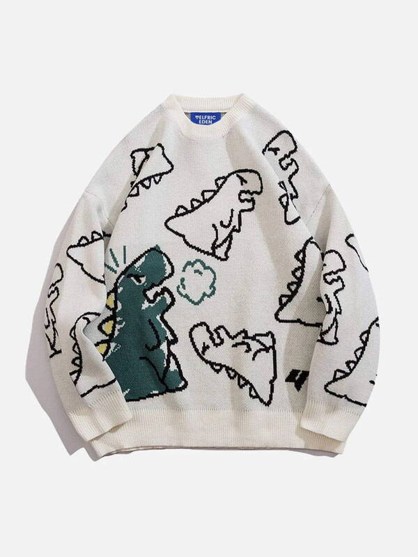 Aelfric Eden Dinosaur Cartoon Graphic Knit Sweater