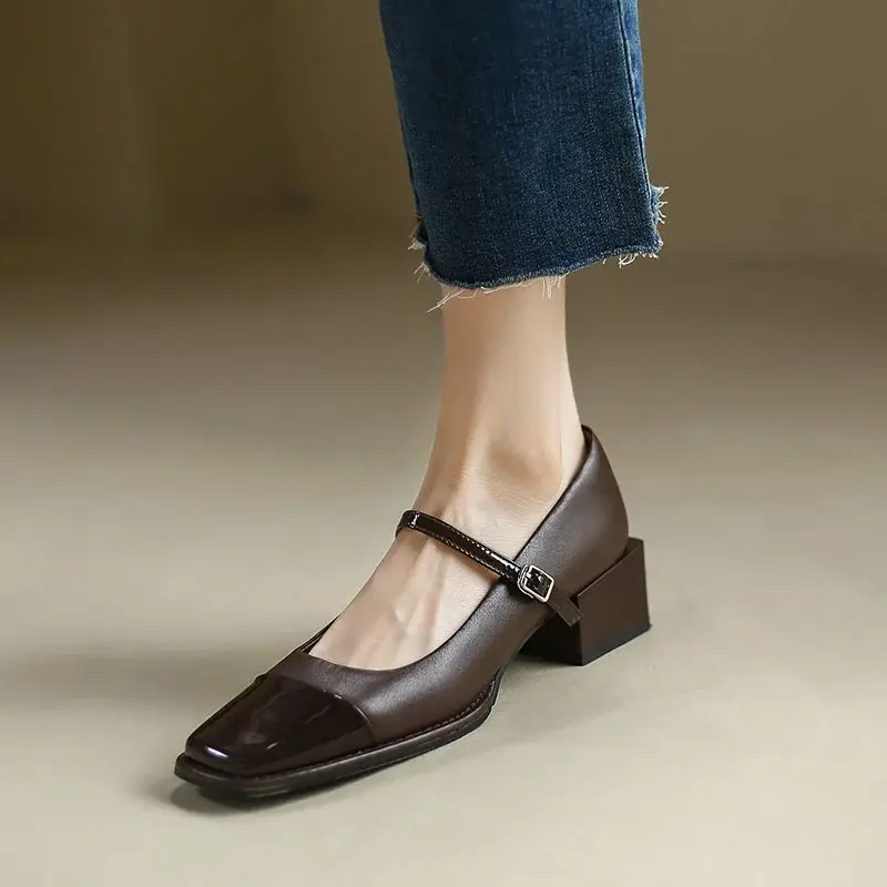 CHIKO Guia Square Toe Block Heels Mary Jane Shoes