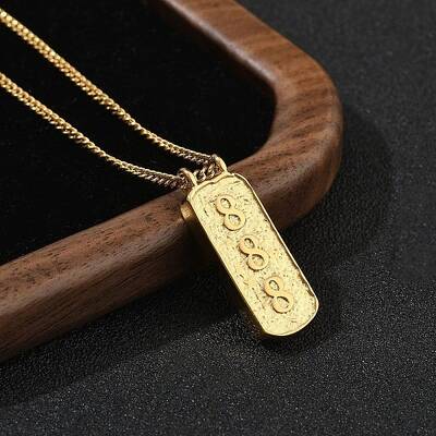 304 Stainless Steel Rectangle Number Pendant Necklaces