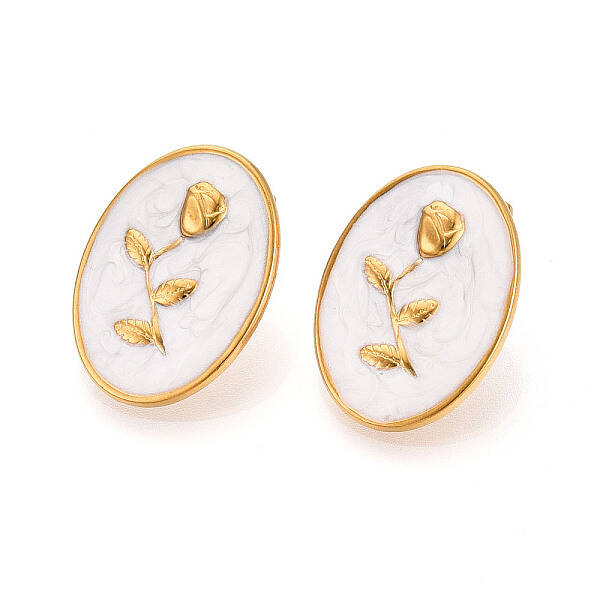 304 Stainless Steel Enamel Stud Earrings