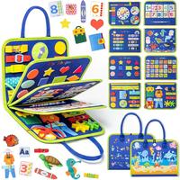 Toddler Learning Busy Board – Montessori Sensory Toy & Travel Activity Book for 2-4 Year Old Boys & Girls, Dinosaur Theme.
