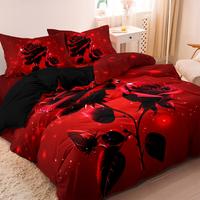 Rose Pattern Duvet Cover Set, 3 Counts/set Including 1 Duvet Cover & 2 Pillowcase without Filler, Bedroom Accessories, Decor...