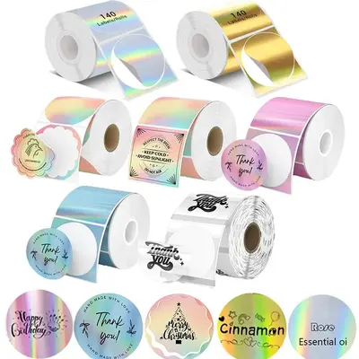 Thermal Label Paper, 140pcs/roll Waterproof Self Adhesive Label Sticker, Label Paper for Phomemo M220 M200 M221 M110 Label Ma...