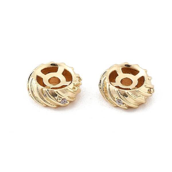 Brass Micro Pave Clear Cubic Zirconia Spacer Beads