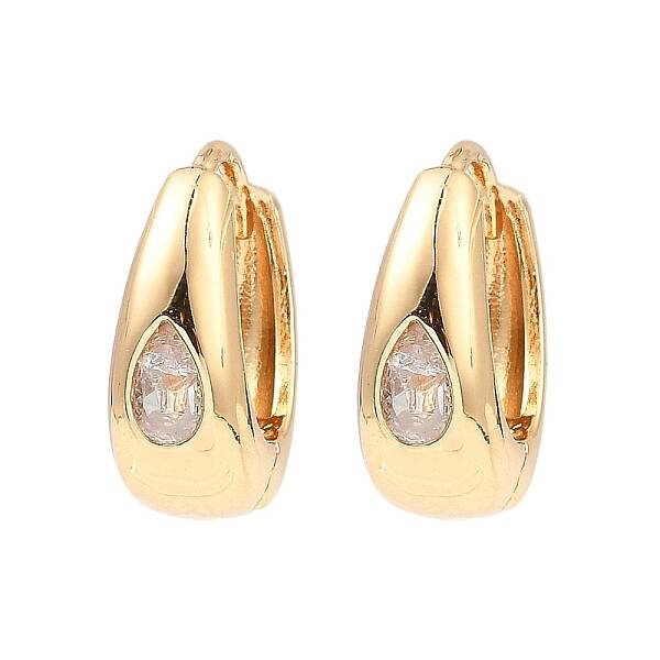 Brass Micro Pave Cubic Zirconia Hoop Earring