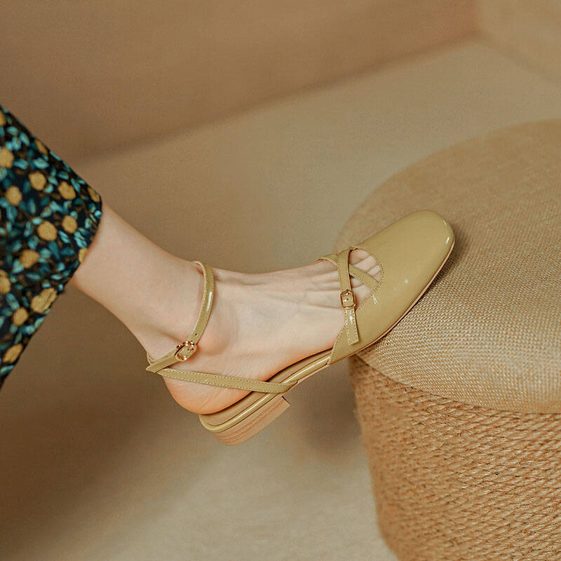 CHIKO Sanya Square Toe Block Heels Slingback Shoes