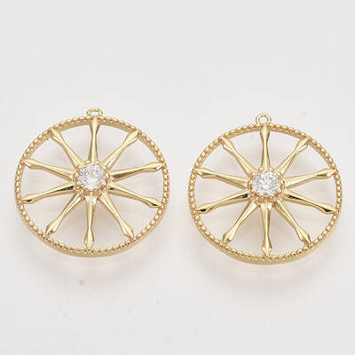 Brass Micro Pave Clear Cubic Zirconia Pendants