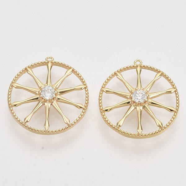 Brass Micro Pave Clear Cubic Zirconia Pendants