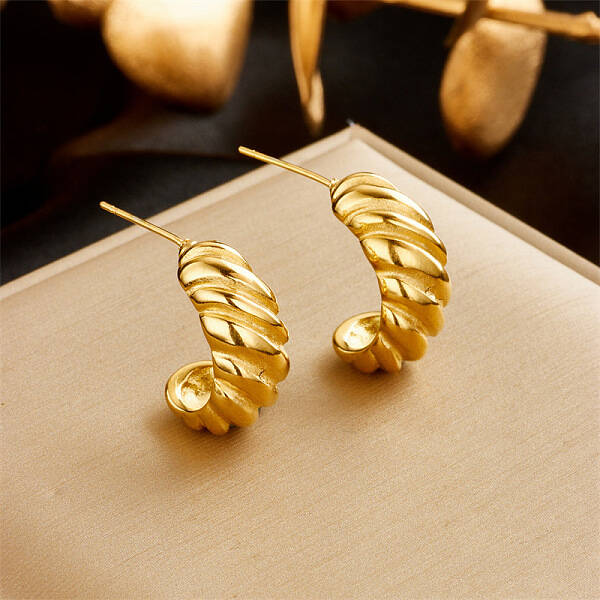 Minimalist Twisted Metal Stainless Steel Earrings for Women