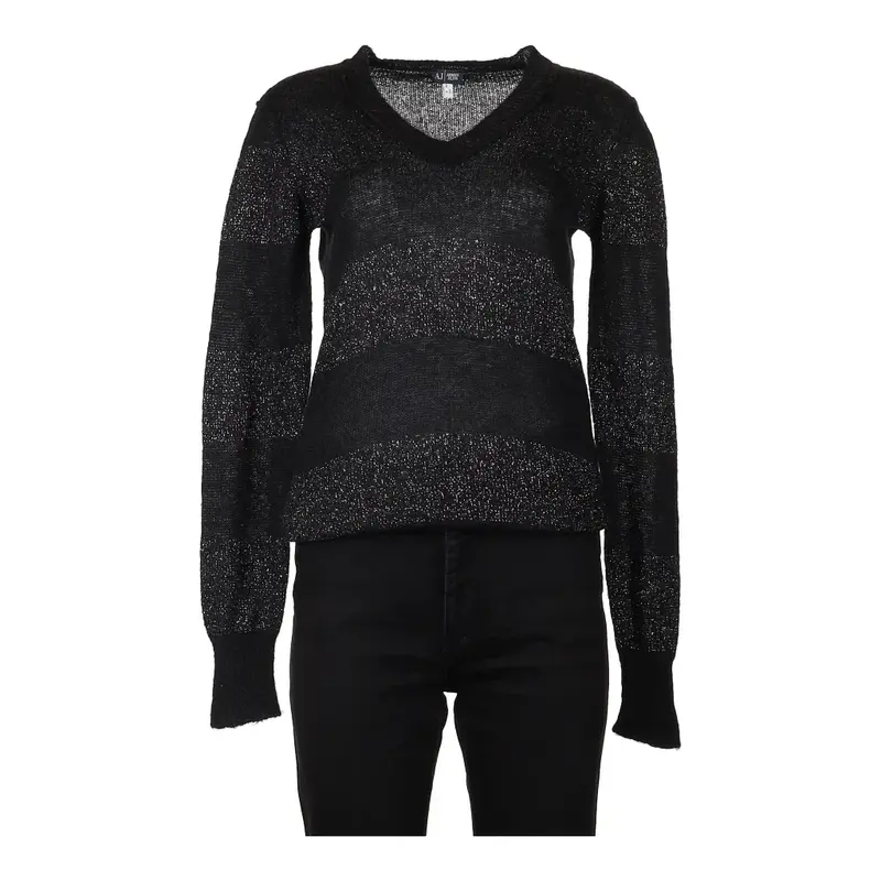 Armani Jeans V-neck Jumper - Medium Black Acrylic Blend