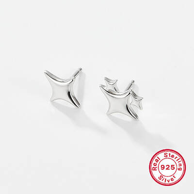 Anti-Tarnish Rhodium Plated 925 Sterling Silver Ear Studs